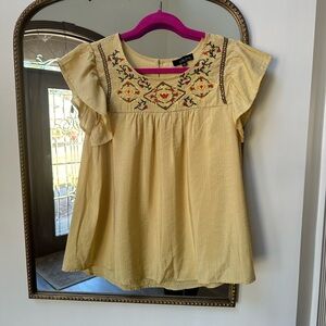 Boho Embroidered Top- Yellow